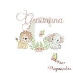 Matriz de Bordado Safari Menina Nome Geovanna
