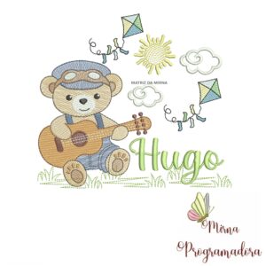 Matriz de Bordado Cenário Ursinho Violão Hugo