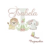 Matriz de Bordado Safari Menina Nome Isabela
