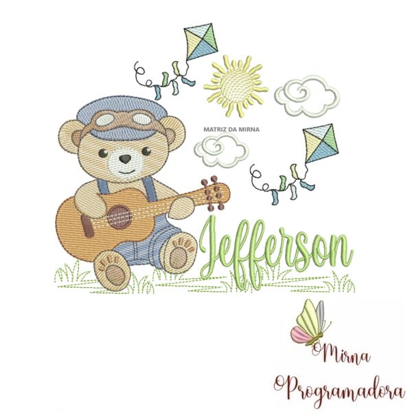 Matriz de Bordado Cenário Ursinho Violão Jefferson