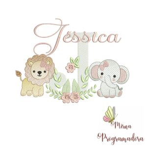 Matriz de Bordado Safari Menina Nome Jéssica