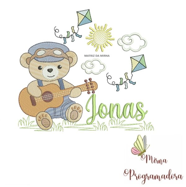 Matriz de Bordado Cenário Ursinho Violão Jonas