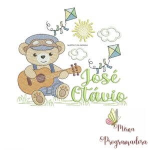 Matriz de Bordado Cenário Ursinho Violão José Otávio