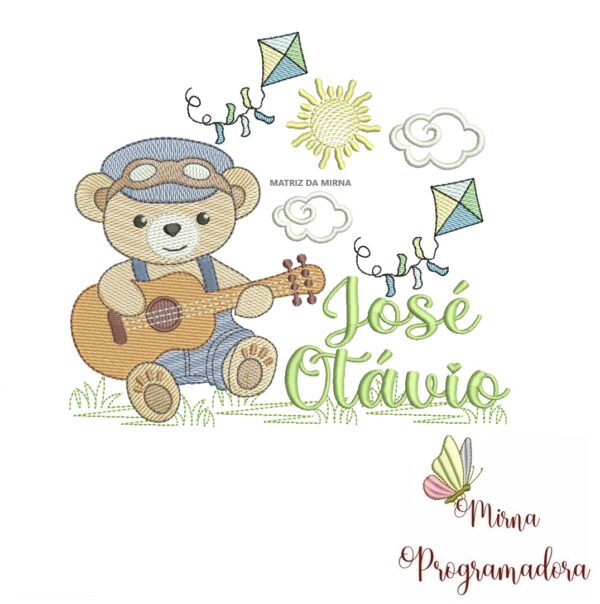 Matriz de Bordado Cenário Ursinho Violão José Otávio