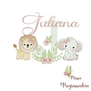 Matriz de Bordado Safari Menina Nome Juliana