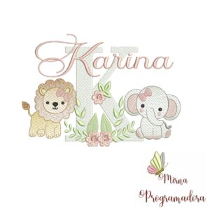 Matriz de Bordado Safari Menina Nome Karina