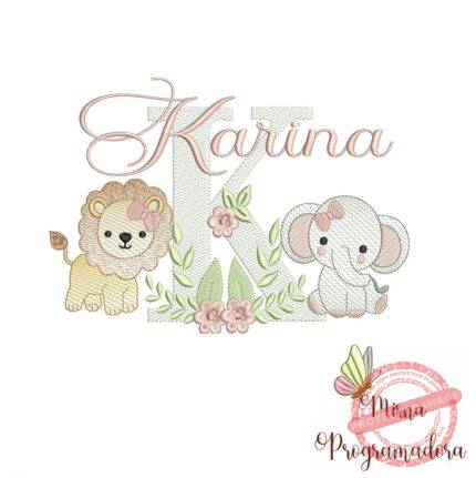 Matriz de Bordado Safari Menina Nome Karina