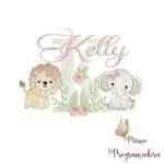 Matriz de Bordado Safari Menina Nome Kelly