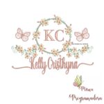 Matriz de Bordado Moldura Flores Borboleta Nome Kelly Cristhyna