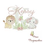 Matriz de Bordado Safari Menina Nome Kessy