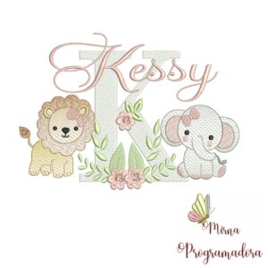 Matriz de Bordado Safari Menina Nome Kessy