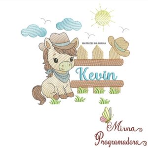 Matriz de Bordado Cenário Cavalinho Nome Kevin