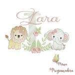 Matriz de Bordado Safari Menina Nome Lara