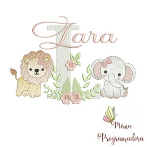 Matriz de Bordado Safari Menina Nome Lara