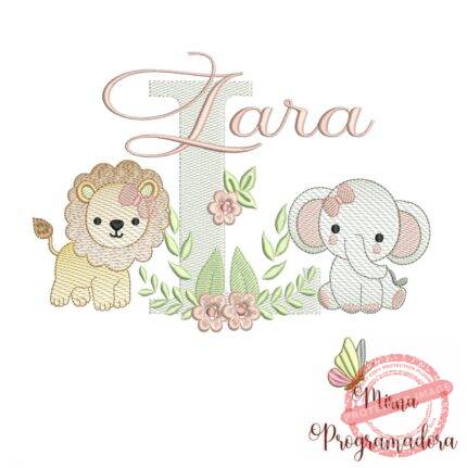 Matriz de Bordado Safari Menina Nome Lara