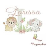 Matriz de Bordado Safari Menina Nome Larissa