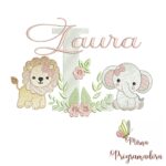 Matriz de Bordado Safari Menina Nome Laura