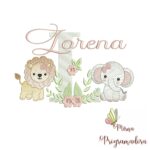 Matriz de Bordado Safari Menina Nome Lorena