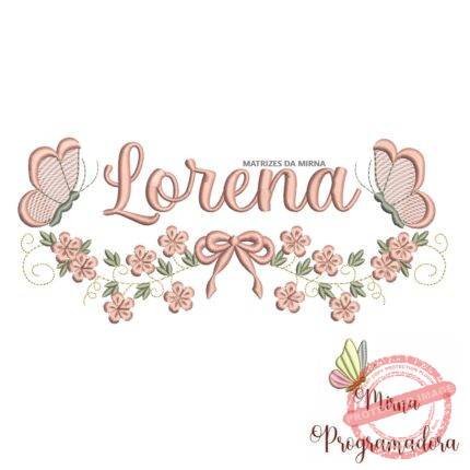 Matriz de Bordado Raminho Flores Borboletas Nome Lorena