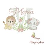 Matriz de Bordado Safari Menina Nome Maria