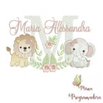 Matriz de Bordado Safari Menina Nome Maria Alessandra