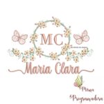 Matriz de Bordado Moldura Flores Borboleta Nome Maria Clara