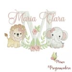 Matriz de Bordado Safari Menina Nome Maria Clara