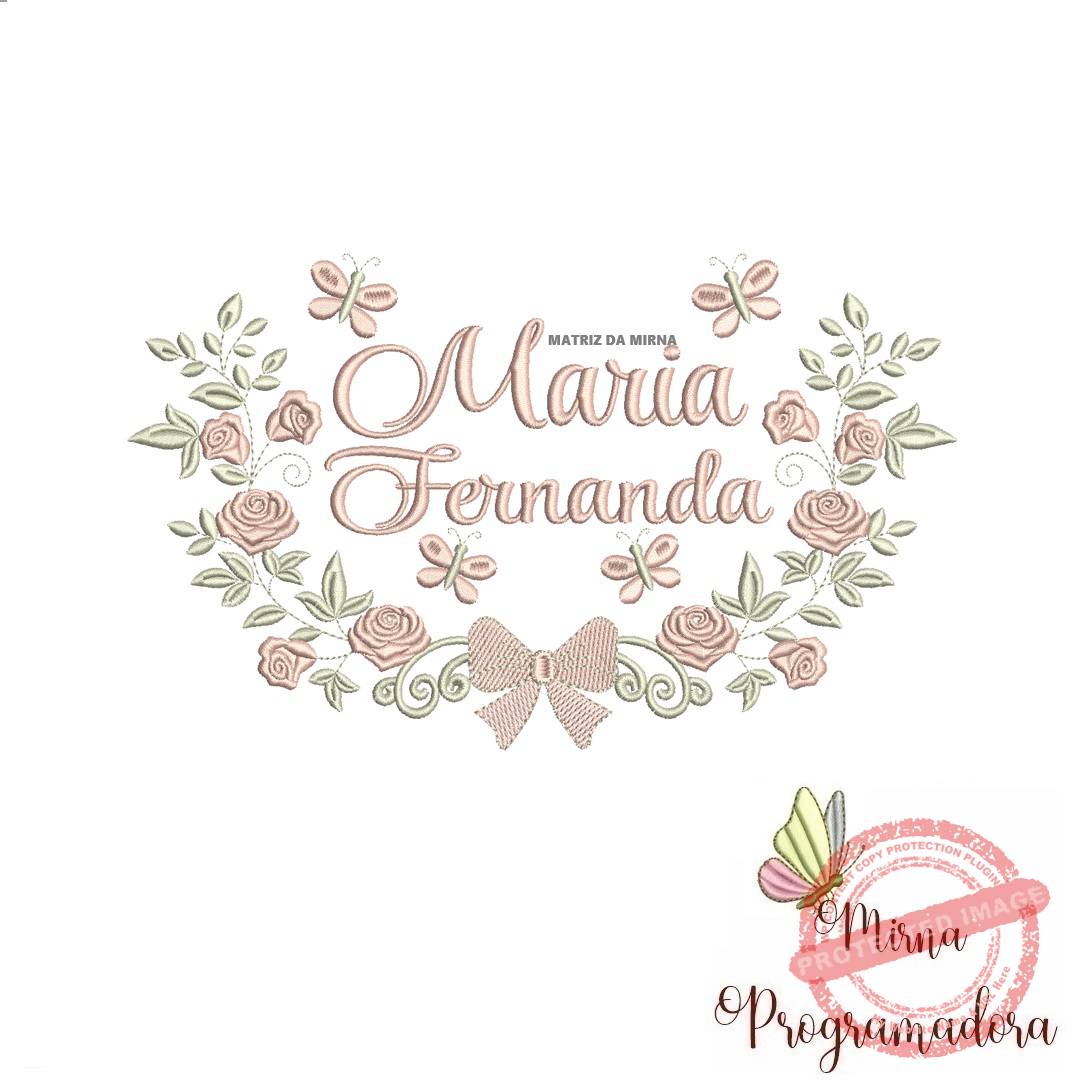 matriz de bordado-maria fernanda Matriz de Bordado Moldura Raminho Flores Nome Maria Fernanda - Imagem 1