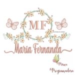 Matriz de Bordado Moldura Flores Borboleta Nome Maria Fernanda