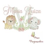 Matriz de Bordado Safari Menina Nome Maria Luíza