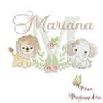 Matriz de Bordado Safari Menina Nome Mariana
