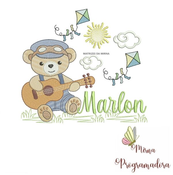 Matriz de Bordado Cenário Ursinho Violão Marlon