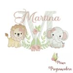 Matriz de Bordado Safari Menina Nome Martina