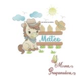 Matriz de Bordado Cenário Cavalinho Nome Mateo