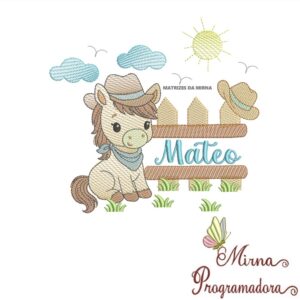 Matriz de Bordado Cenário Cavalinho Nome Mateo