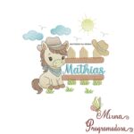 Matriz de Bordado Cenário Cavalinho Nome Mathias