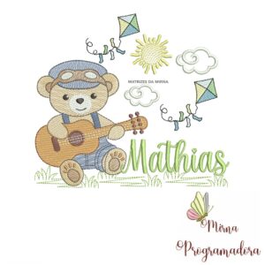 Matriz de Bordado Cenário Ursinho Violão Mathias