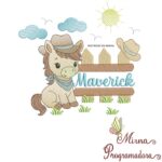 Matriz de Bordado Cenário Cavalinho Nome Maverick