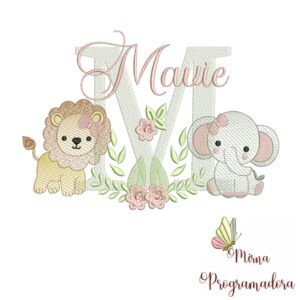 Matriz de Bordado Safari Menina Nome Mavie