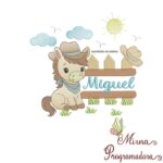 Matriz de Bordado Cenário Cavalinho Nome Miguel