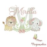 Matriz de Bordado Safari Menina Nome Mirella