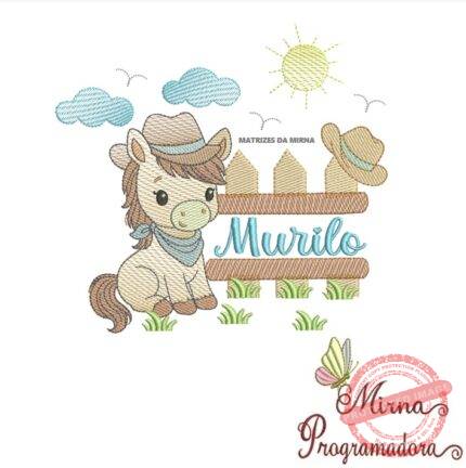 Matriz de Bordado Cenário Cavalinho Nome Murilo