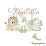 Matriz de Bordado Safari Menina Nome Nathália