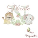 Matriz de Bordado Safari Menina Nome Nicole