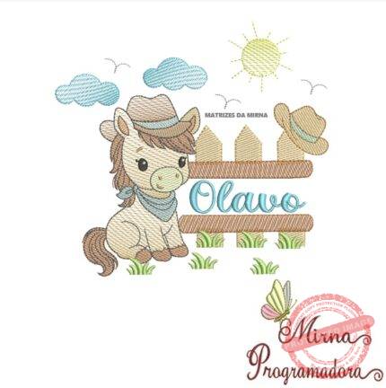 Matriz de Bordado Cenário Cavalinho Nome Olavo