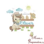 Matriz de Bordado Cenário Cavalinho Nome Oliver
