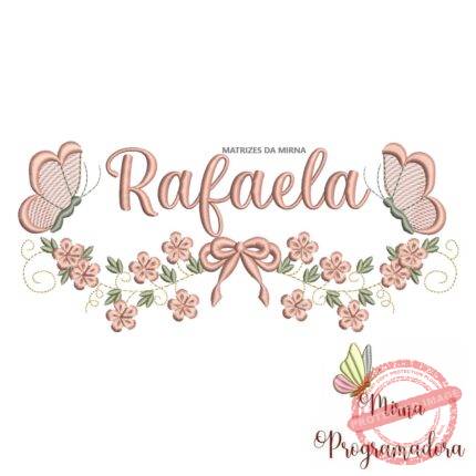 Matriz de Bordado Raminho Flores Borboletas Nome Rafaela