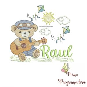 Matriz de Bordado Cenário Ursinho Violão Raul