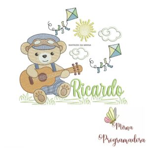 Matriz de Bordado Cenário Ursinho Violão Ricardo