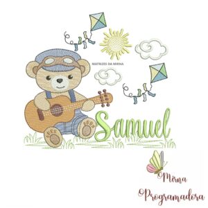 Matriz de Bordado Cenário Ursinho Violão Samuel